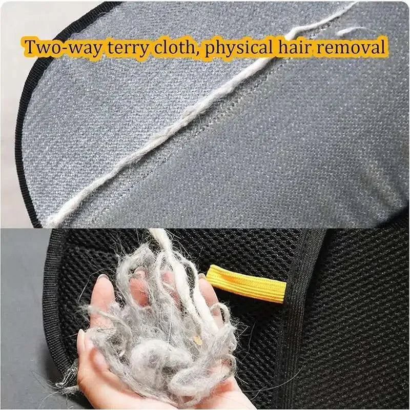 Collected pet hair in hand