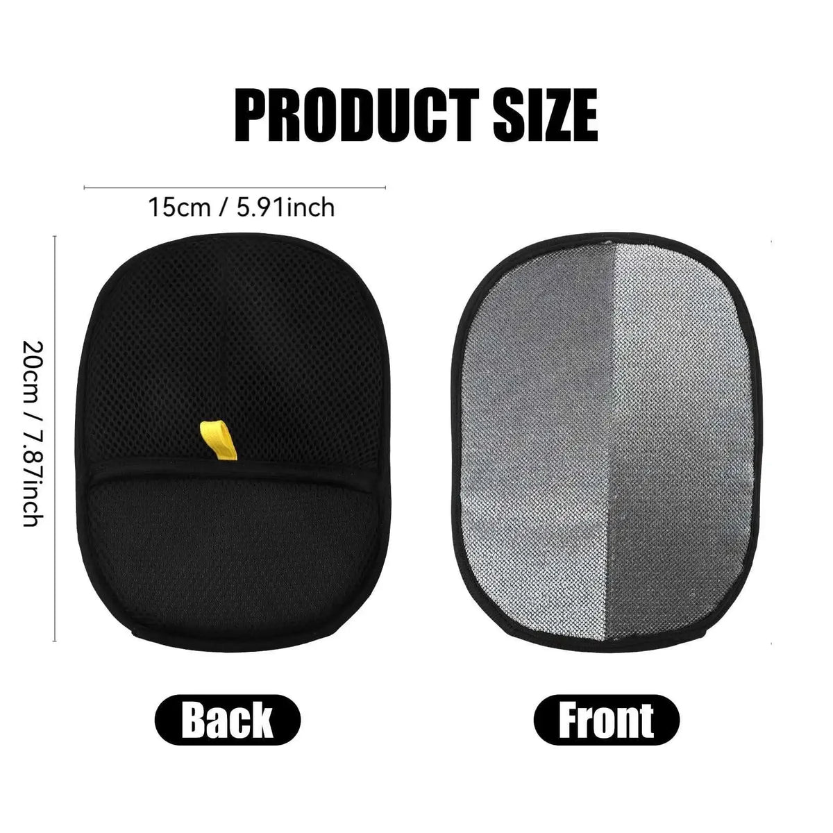 Glove size: 5.9 x 7.9 in, back and front